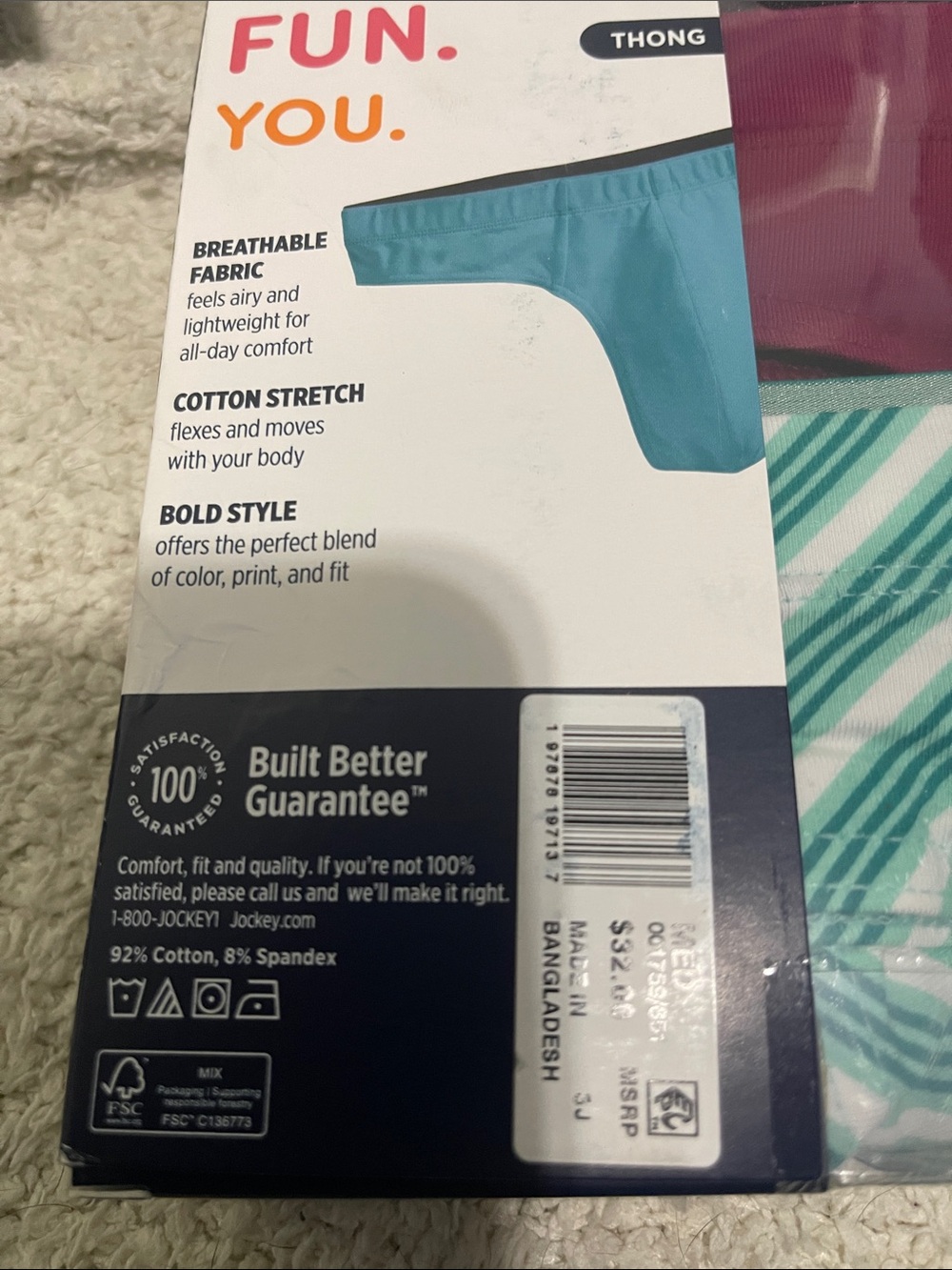 NWT- Jockey - Men’s S, M & L. Thong Pack - Picture 5 of 10